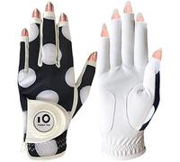 Golf Gloves Womens Left Hand Right Cabretta Leather with Ball Marker Full Finger/Nail Colors Value Pack, Opti-Color Ladies Golf Glove Fashion Weathersof Grip (Mod Dot Nail Color, L-Worn on Right Hand)