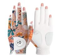 Golf Gloves Womens Left Hand Right with Ball Marker Full Finger/Nail Colors Value Pack, Opti-Color Ladies Golf Glove Fashion Pattern Design Stable-Grip for Perfect Swing (Light Pink, M, Left)