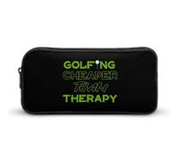 Golf Golfing Cheaper Than Therapy Pencil Case Pen Box Stationery Bag Makeup Organizer Multifunctional Pouch Holder