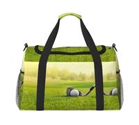 Golf Grass Full Print Travel Duffle Bag with Adjustable Shoulder Strap,Large Capacity Twill Polyester Crossbody Bag for Gym,Weekend Trips Outdoor Activities