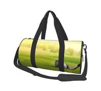 Golf Grass Large Round Travel Duffel Bag,Extra Large Capacity Foldable Gym Bag with Removable Shoulder Strap,Durable Canvas Carry-On Bag for Sports