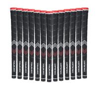 Golf Grips Tour Fit Dual Polymer Wrap 2.0 Golf Grip Free Golf Tape Super Tacky Set of 1/3/6/9/13 (Standard, Black/Red set of 13)