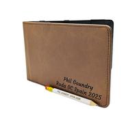 Golf Guy Gifts Brown Scorecard Holder Personalised | PU Leather with Black Engraving | Unisex-Adults Wallet for All Types of Scorecards | Includes Custom Pencil | Birthday, Father's Day