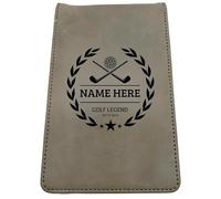 Golf Guy Gifts Golf Scorecard Holder (10 Fun Options) Add Golfers Name & Year! | Grey or Brown Leather | Perfect Golf Gift | Fathers Day, Birthday Present (THE GOLF LEGEND, Grey)