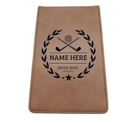 Golf Guy Gifts Golf Scorecard Holder (10 Fun Options) Add Golfers Name & Year! | Grey or Brown Leather | Perfect Golf Gift | Fathers Day, Birthday Present (BIRDIE BOSS, Brown)