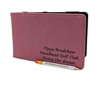 Golf Guy Gifts Personalised Golf Scorecard Holder | Pink Leather | Dual-Sided Functionality | Suitable for All Golfers | Birthday Present |