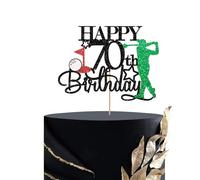 Golf Happy 70th Birthday Cake Topper, Sport Theme 70th Birthday Cake Decor for Men, Golf Enthusiast 70th Party Decoration, Men's 70th Birthday Party Supplies - Black Glitter