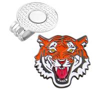 Golf Hat Clip - Tiger Symbol, Magnetic Plate | Strong Ball Holder, Compact Pocket Attachment, Round Markers Use in Outdoor Play, Club Matches, Configuration