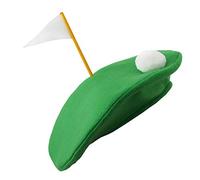 Golf Hat Fancy Dress Accessory Crazy Pub Golf Green Beret With Flag Pole & Ball Pompom Sports Cap (Pack Of 1)