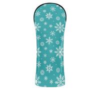 Golf Head Cover Headcovers with Interchangeable No. Tags for Driver Fairway Wood Hybrid Winter Snowflake Teal