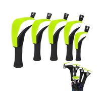 Golf Head Cover - Hybrid Long Neck Set 13x31cm | Wooden Cover | dustproof 5 pieces with number labels for club men women, nylon composite fabric, breathable mesh fabric