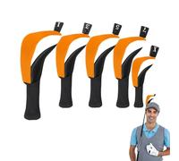 Golf Head Cover - Hybrid Long Neck Set 13x31cm | Wooden Cover | dustproof 5 pieces with number labels for club men women, nylon composite fabric, breathable mesh fabric