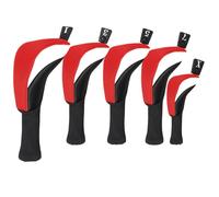 Golf Head Cover - Hybrid Long Neck Set 13x31cm | Wooden Cover | dustproof 5 pieces with number labels for club men women, nylon composite fabric, breathable mesh fabric