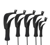 Golf Head Cover - Hybrid Long Neck Set 13x31cm | Wooden Cover | dustproof 5 pieces with number labels for club men women, nylon composite fabric, breathable mesh fabric