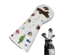 Golf Head Cover - Patterns Cover Beach Head Golf Protector | PU Outer Layer Scratch-Resistant Soft Flannel Liner Supplies Identification Number