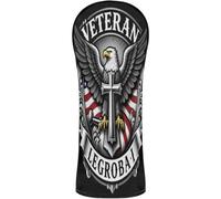 Golf Head Cover Premium Leather Accessories with Interchangeable No. Tags Designed to Fit All Woods and Drivers USA Flag Falcon Vintage Style Veteran Christian Cross