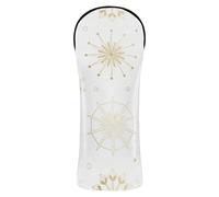 Golf Head Cover Premium Leather Accessories with Interchangeable No. Tags for Driver/Fairway Wood/Hybrid Christmas Golden Snowflake Abstract Shapes