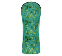 Golf Head Cover Premium Leather Accessories with Number Tags for Driver, Woods and Hybrid Forests Plant & Lemon Teal