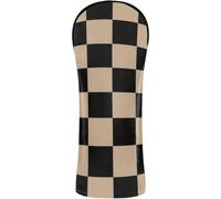 Golf Head Cover Premium Leather Headcovers with Interchangeable No. Tags for Driver/Fairway Wood/Hybrid Black and Brown Classic Checkered Big Vintage Checkerboard (2)