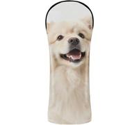 Golf Head Cover Premium Leather Headcovers with Number Tags for Driver & Fairway Woods Shaggy Brown White Dog Tongue