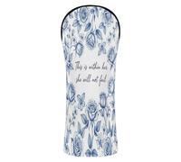 Golf Head Cover Set Bible Blue French Florals Pu Leather with Number Tag for Wood Putter Cover