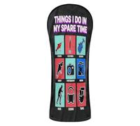 Golf Head Cover Set Headcovers with Interchangeable No. Tags for Driver Fairway Wood Hybrid Hobby Enthusiast Spare Time Infographic Pattern