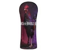 Golf Head Cover Set Headcovers with Interchangeable No. Tags for Driver, Woods and Hybrid Gothic Rooster Cock-a-Doodle-doo Pattern