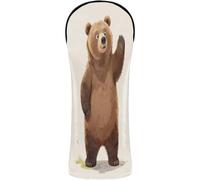 Golf Head Cover Set Premium Leather Headcovers with Number Tag for Driver Fairway Wood Hybrid Brown Bear Gift Grizzly Bear