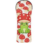 Golf Head Cover Set Premium Leather Headcovers with Number Tag for Driver, Woods and Hybrid Frog with Mushroom Hat Toadstools Cottagecore Aesthetic