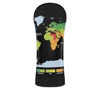 Golf Head Cover Set Premium Leather Headcovers with Number Tag for Woods and Driver Hybrid World Map of Climate Zones