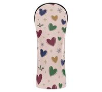 Golf Head Cover Set Premium Leather Waterproof Headcover with Interchangeable No. Tags for Driver Fairway Hybrid Wood Christmas Green Red Hearts Snowflakes Holly