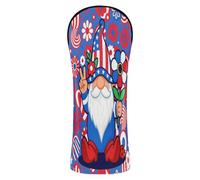 Golf Head Cover Set Premium Leather Waterproof Headcover with Number Tag for Driver/Fairway Wood/Hybrid 4th of July USA Flag Patriotic Gnome with Sunflower