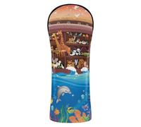 Golf Head Cover Set Premium Leather Waterproof Headcover with Number Tag for Driver Fairway Wood Hybrid Noah's Ark Animal Pattern with Marine Life