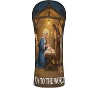Golf Head Cover Set Premium Leather Waterproof Headcover | with Number Tags for Driver, Fairway Wood Hybrid Christmas Nativity Christian Birth Of Joy To The World