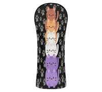 Golf Head Cover Set Premium Leather Waterproof Headcover with Number Tags for Driver, Fairway Wood Hybrid Orange Blush Lesbian Pride Flag Cute Kawaii-Style Cat