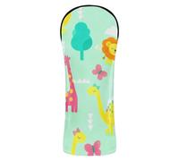 Golf Head Cover Set Pu Leather with Interchangeable No. Tags for Driver/Fairway Wood/Hybrid Cute Dinosaur Lion Giraffe Fox Animal Pattern