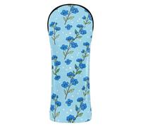 Golf Head Cover Set Pu Leather with Number Tags for Driver Fairway Hybrid Wood Blue Floral Watercolor