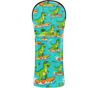 Golf Head Cover Set Waterproof Headcover with Number Tags for Woods and Driver Fairway Hybrid Fun Summer Surfing T-rex Dinosaur Pattern Tropical Beach Palm Tree
