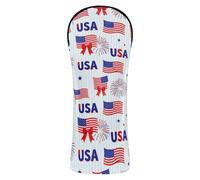 Golf Head Cover Set Waterproof Headcovers with Interchangeable No. Tags for Driver Fairway Wood Hybrids Patriotic Coquette Bows in Red White & Blue 4th of July
