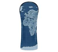 Golf Head Cover Set Waterproof Headcovers with Number Tag Designed to Fit All Woods and Drivers Blueprint Style World Map Wallpaper