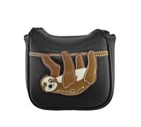 Golf Head Cover Square Mallet Putter PU Leather Animal Flower Design Protective (Sloth)