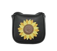 Golf Head Cover Square Mallet Putter PU Leather Animal Flower Design Protective (Sunflower)