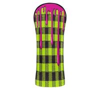 Golf Head Cover Waterproof Headcover with Interchangeable No. Tags Designed to Fit All Woods and Drivers Graffiti Lime Green Plaid