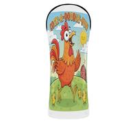 Golf Head Cover Waterproof Headcover with Interchangeable No. Tags for Driver Fairway Wood Hybrid Cartoon Rooster Farm Scene Cock-a-Doodle-Fun Pattern