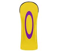 Golf Head Cover Waterproof Headcover with Interchangeable No. Tags for Driver Hybrid and Fairway Woods Yellow Purple Circle Abstract Design