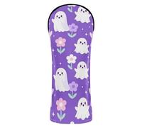 Golf Head Cover Waterproof Headcovers with Number Tag for Driver & Fairway Woods Purple Halloween Ghosts and Flower