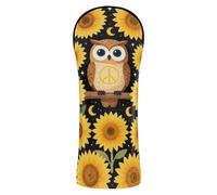 Golf Head Cover Waterproof Headcovers with Number Tag for Woods and Driver Fairway Hybrid Cute Hippie Owl with Sunflowers Stars Night for Women