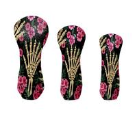 Golf Head Covers 3-Pack Hand Black Waterproof PU Leather & Plush Velvet Lining Fits Driver Fairway Hybrid Clubs, Scratch Protection Durable Golf Gift for Men & Women