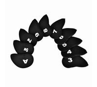 Golf Head Covers Durable Neoprene Waterproof Iron Club Protectors with Interchangeable Number Letter Tags for Golfers Black Blue 10Pcs 5.74 x 3.15 Inch (Black)