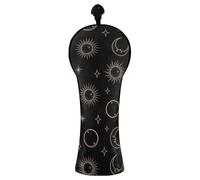 Golf Head Covers for Wood Hybrid Driver Celestial Suns PU Leather Golf Club Headcover with Interchangeable Tags for Men Women
